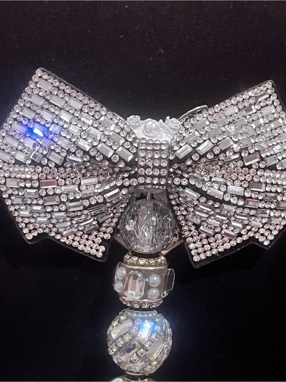 Crystal Bow Pen with Beaded Accent - Silver - Picture 3 of 11